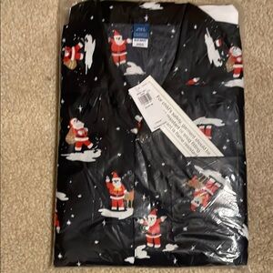 Old Navy Black and Red Pajama Set with Festive Santa Design